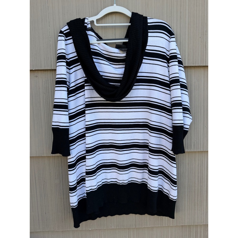 Torrid Womens Black White Striped Cowl Neck Knit Sweater Size 3 Plus 3X